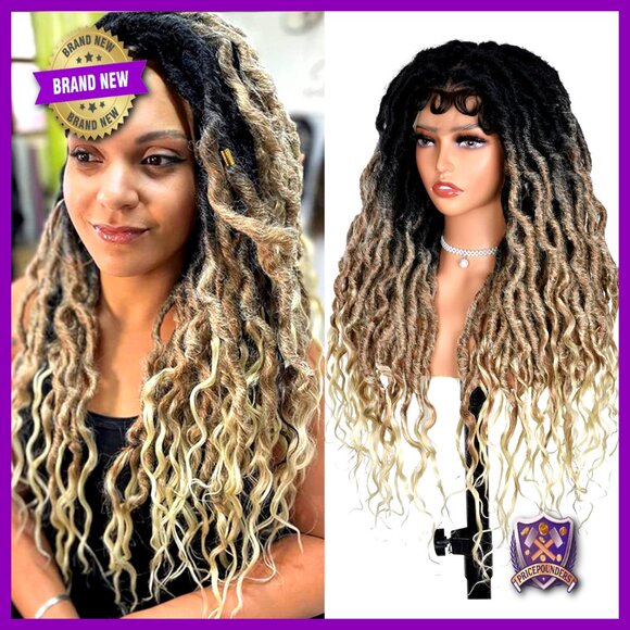Faux Locs Crochet Wig Full Lace Braided Goddess Dreadlock Wig with Baby Hair